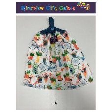 Crochet Top Hand Towel / Tea Towel - Bicycles in the Garden Crochet Top Hand Towel / Tea Towel - Bicycles in the Garden